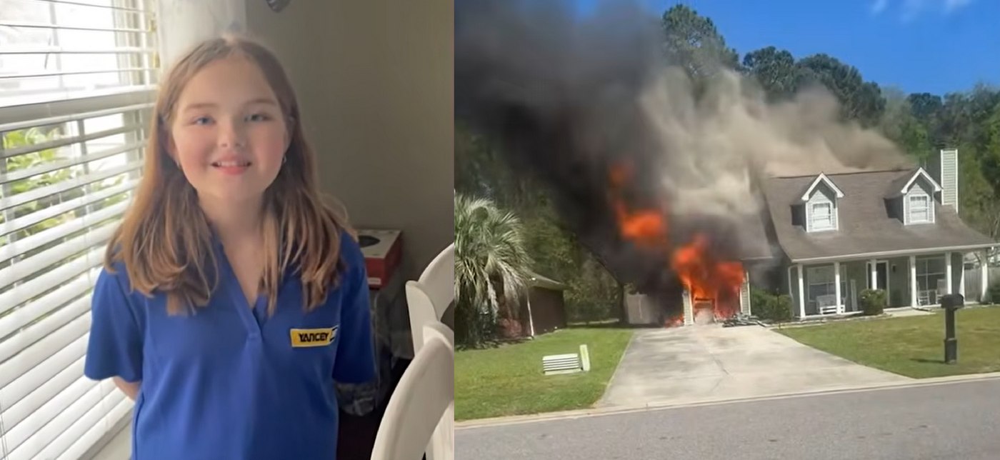 Macy, 12, väckte bröderna när huset brann i Georgia