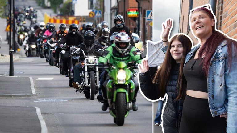 82 motorcyklister körde kortege för Nikki i Skurup