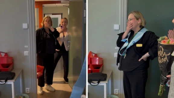 Eleverna överraskade lärare Malin med babyshower i Uppsala