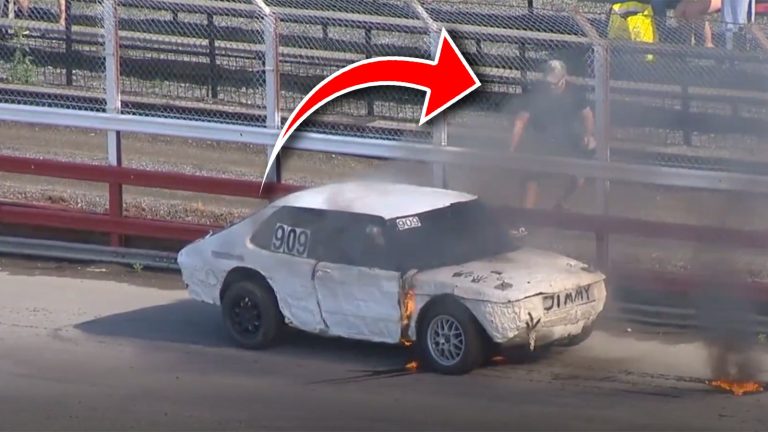 Loke hjälpte Jimmy ur den brinnande folkracebilen